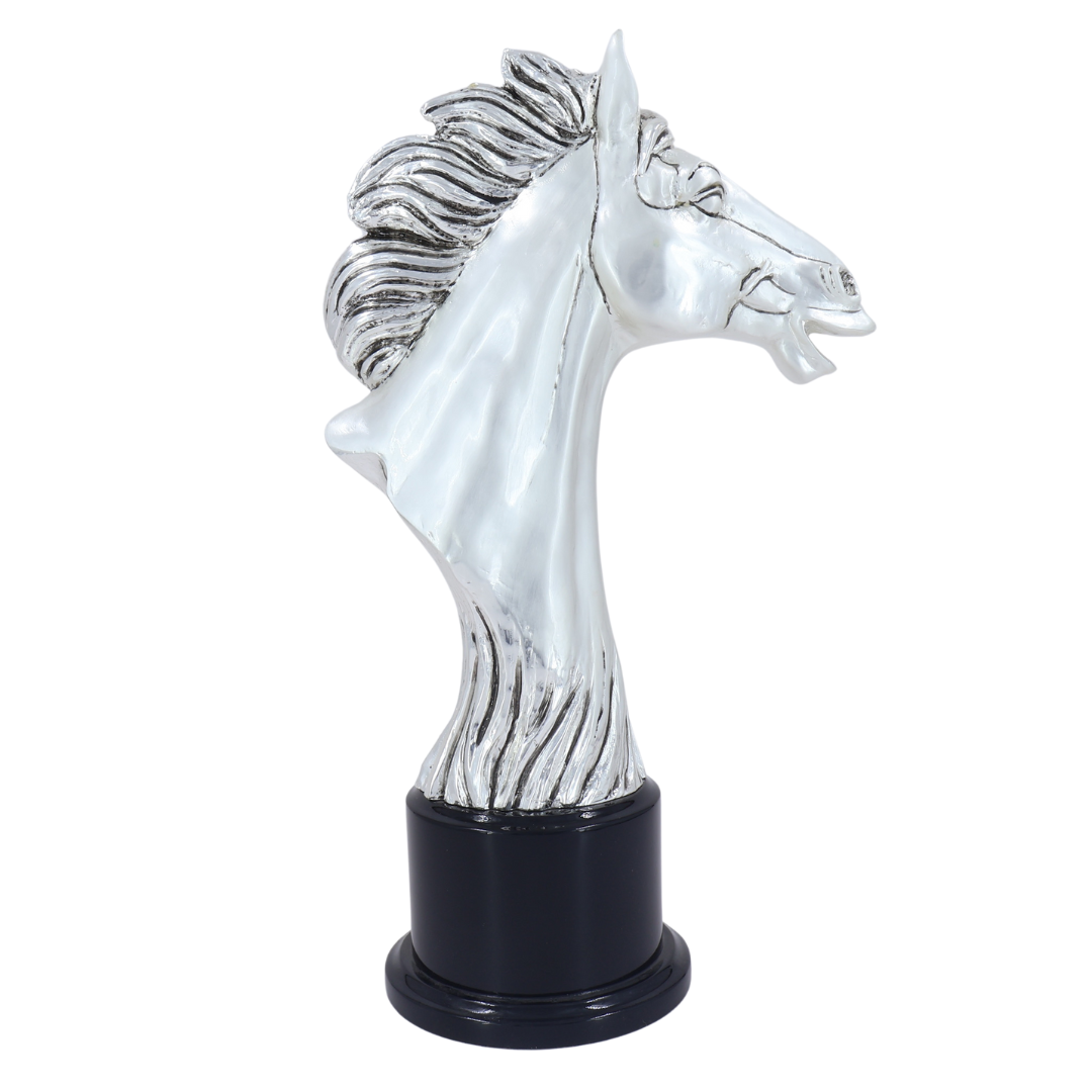 Silver Horse Head Statue