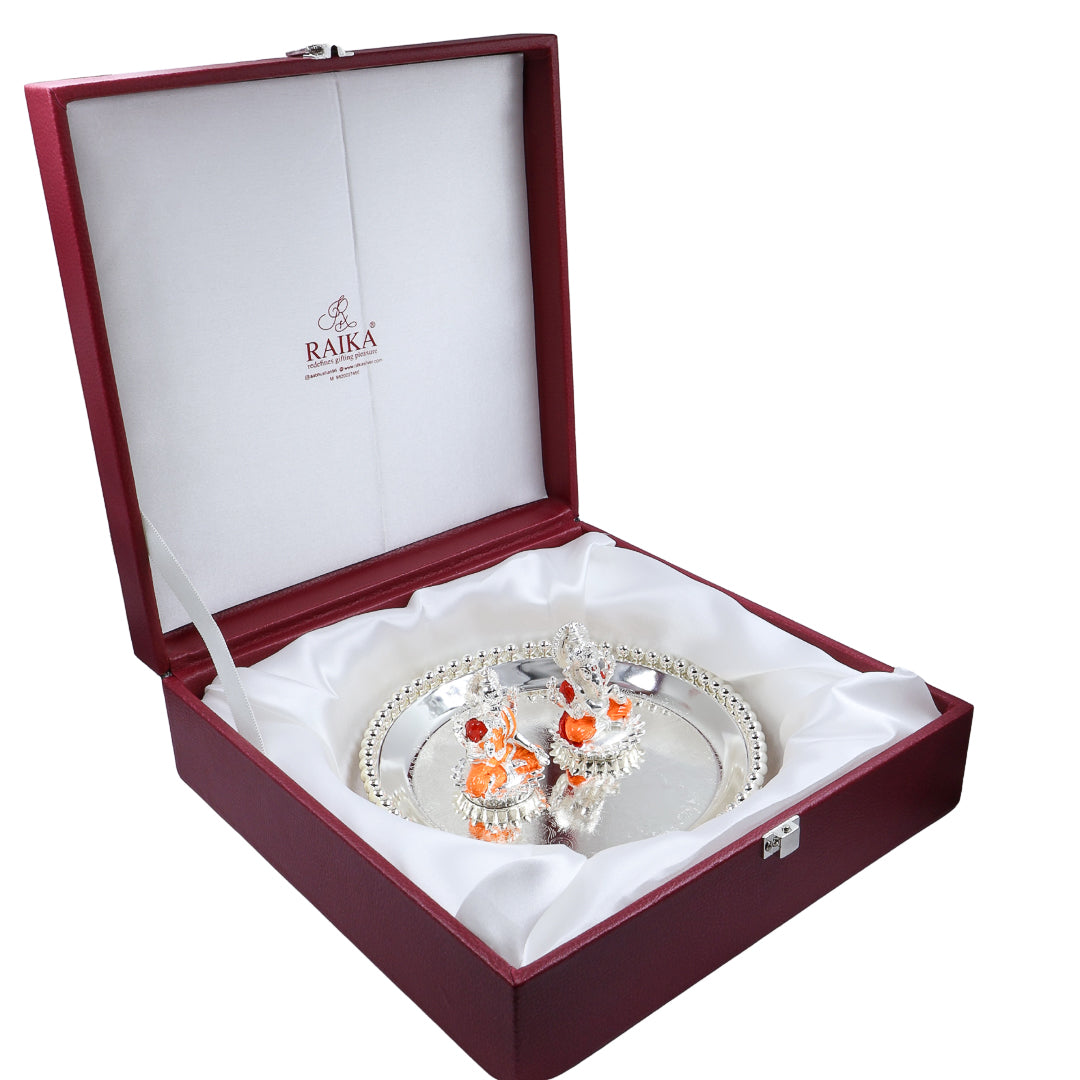BALL TRAY | SILVER LOTUS GANESHA - LAXMI