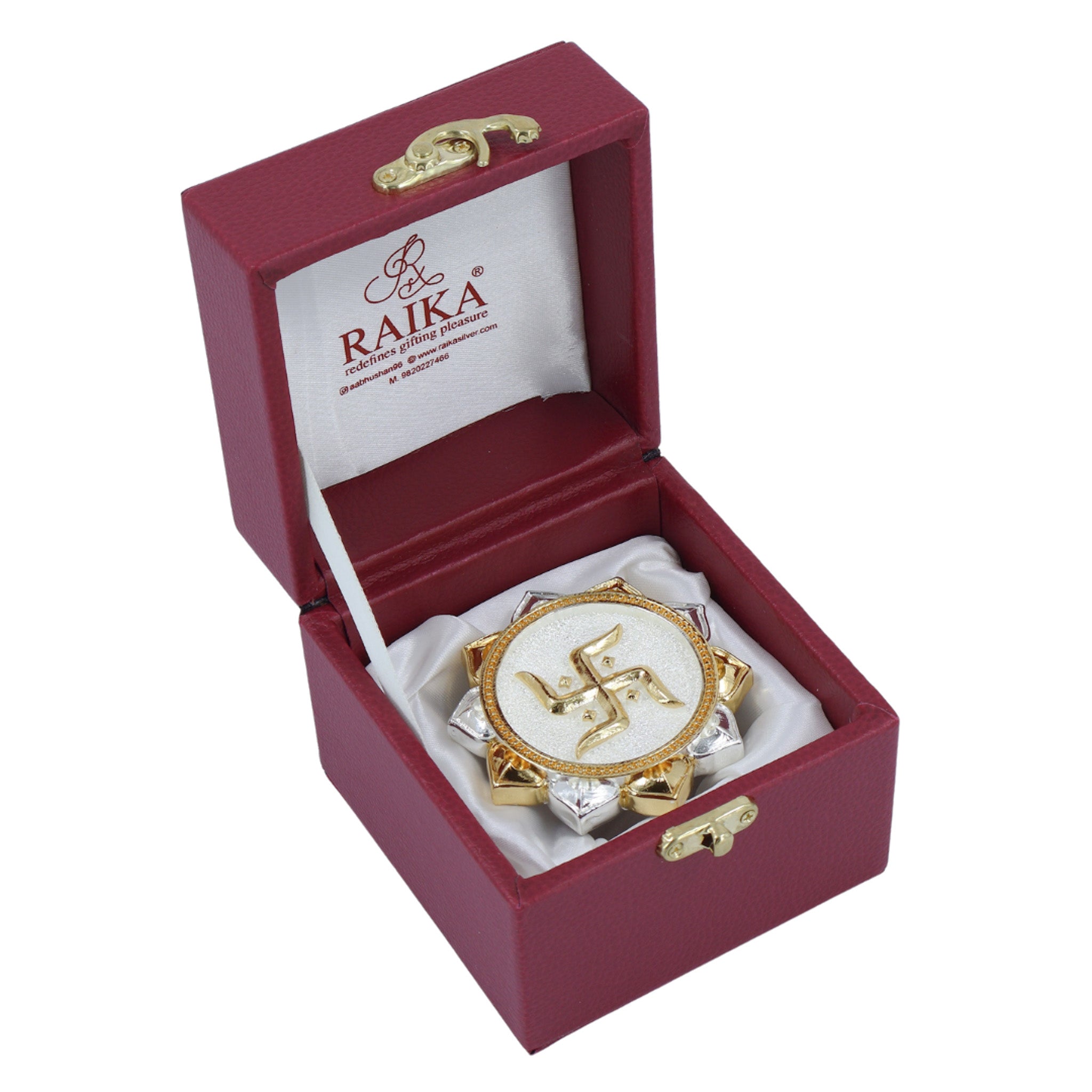 Swastik Wall Hanging – Silver & Gold Finish