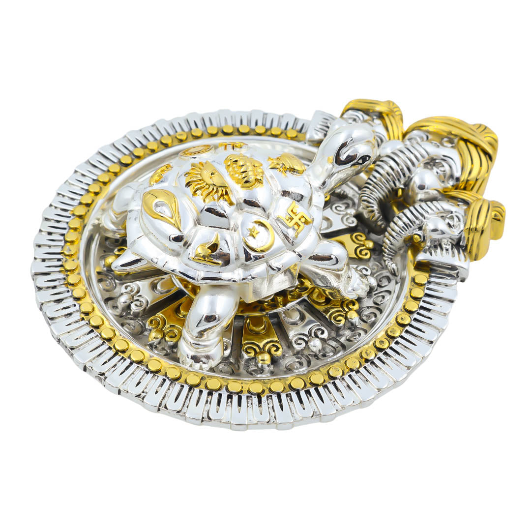 Ganesha Plate Two Tone Antiq + Vastu Tortoise Two Tone Antiq