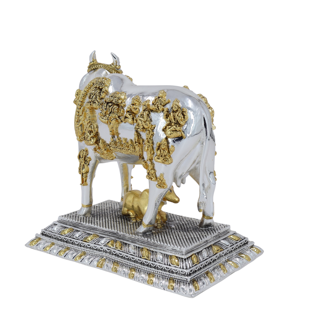 Kamdhenu Cow Idol | Silver & Gold Plated