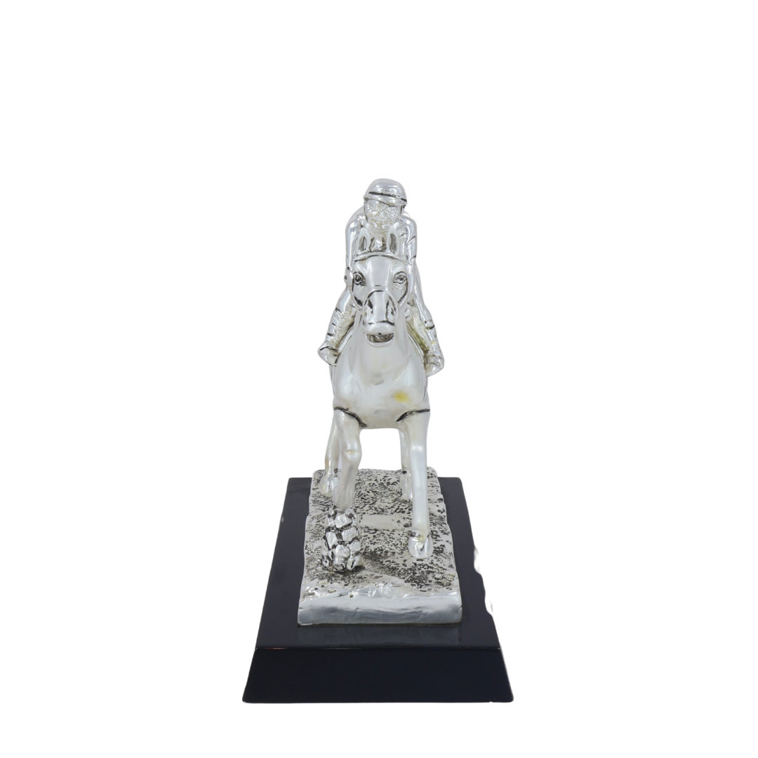 Silver Plated Horse & Jockey Showpiece
