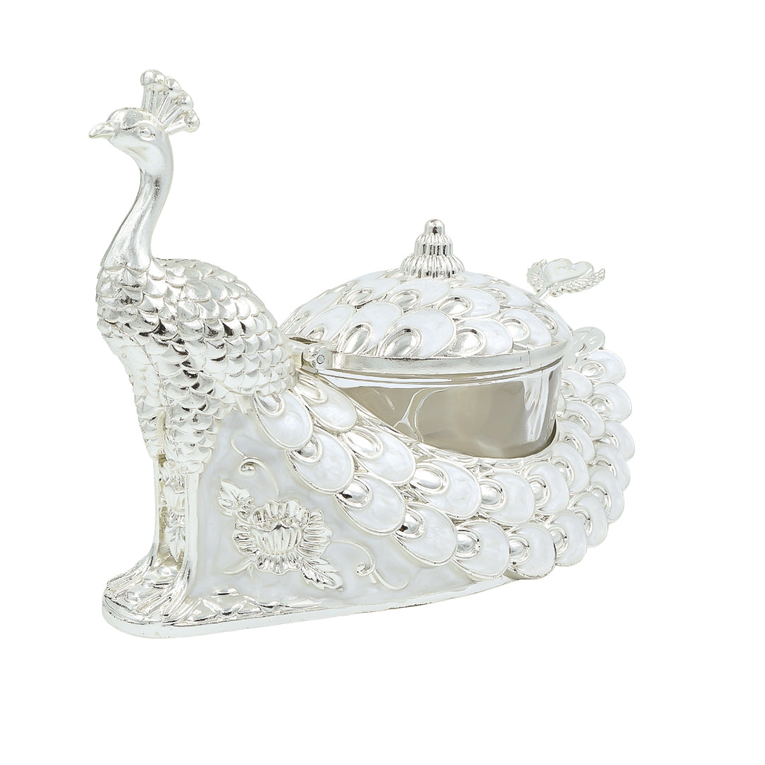 Peacock Sugar Pot Box | Ivory