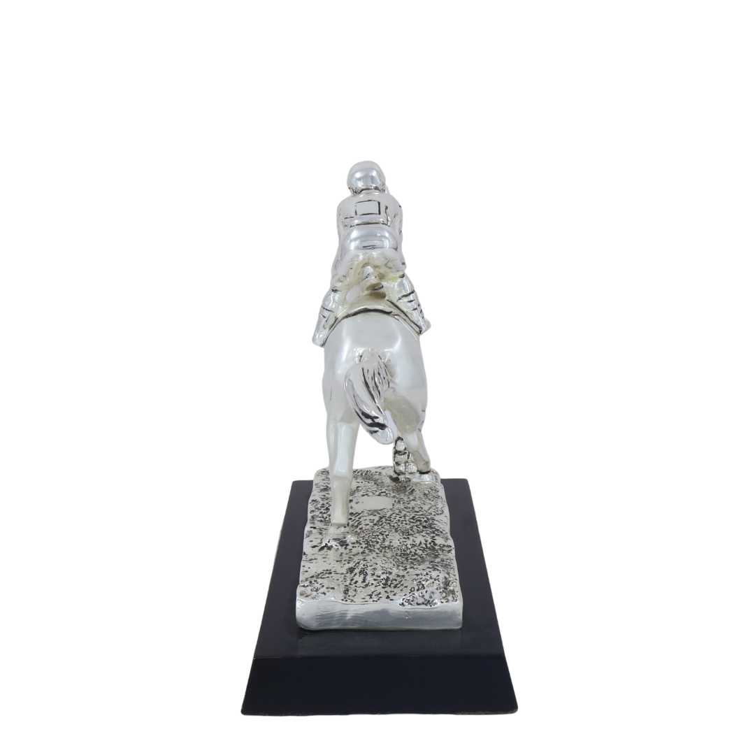 Silver Plated Horse & Jockey Showpiece