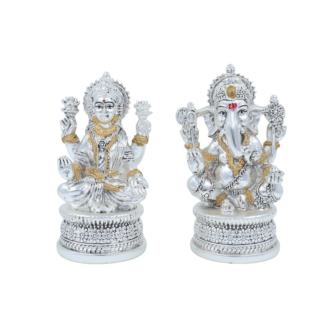 ANTIQ ROUND BASE GANESHA - LAXMI
