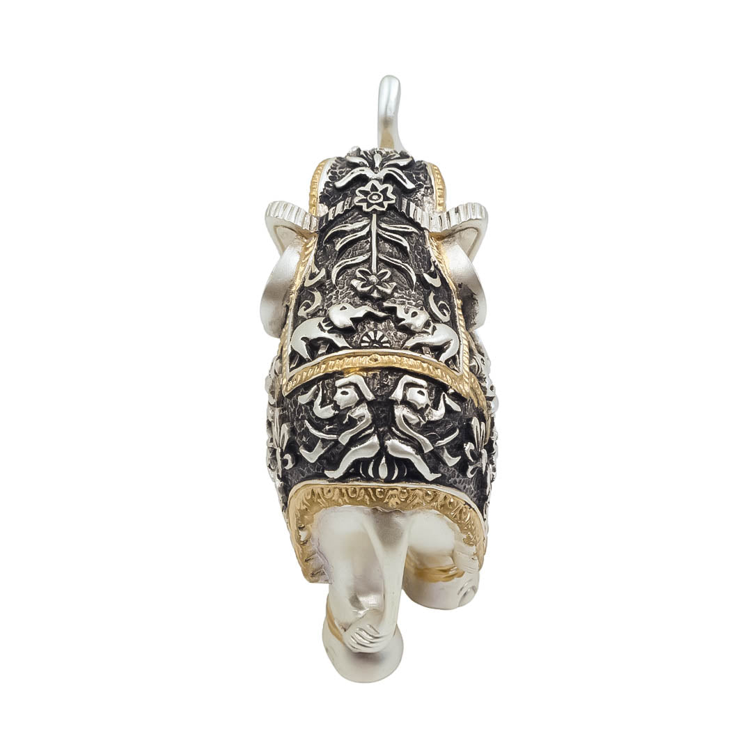 RAIKA'S ELEPHANT SILVER ANTIQ WITH GOLDEN TOUCH UP