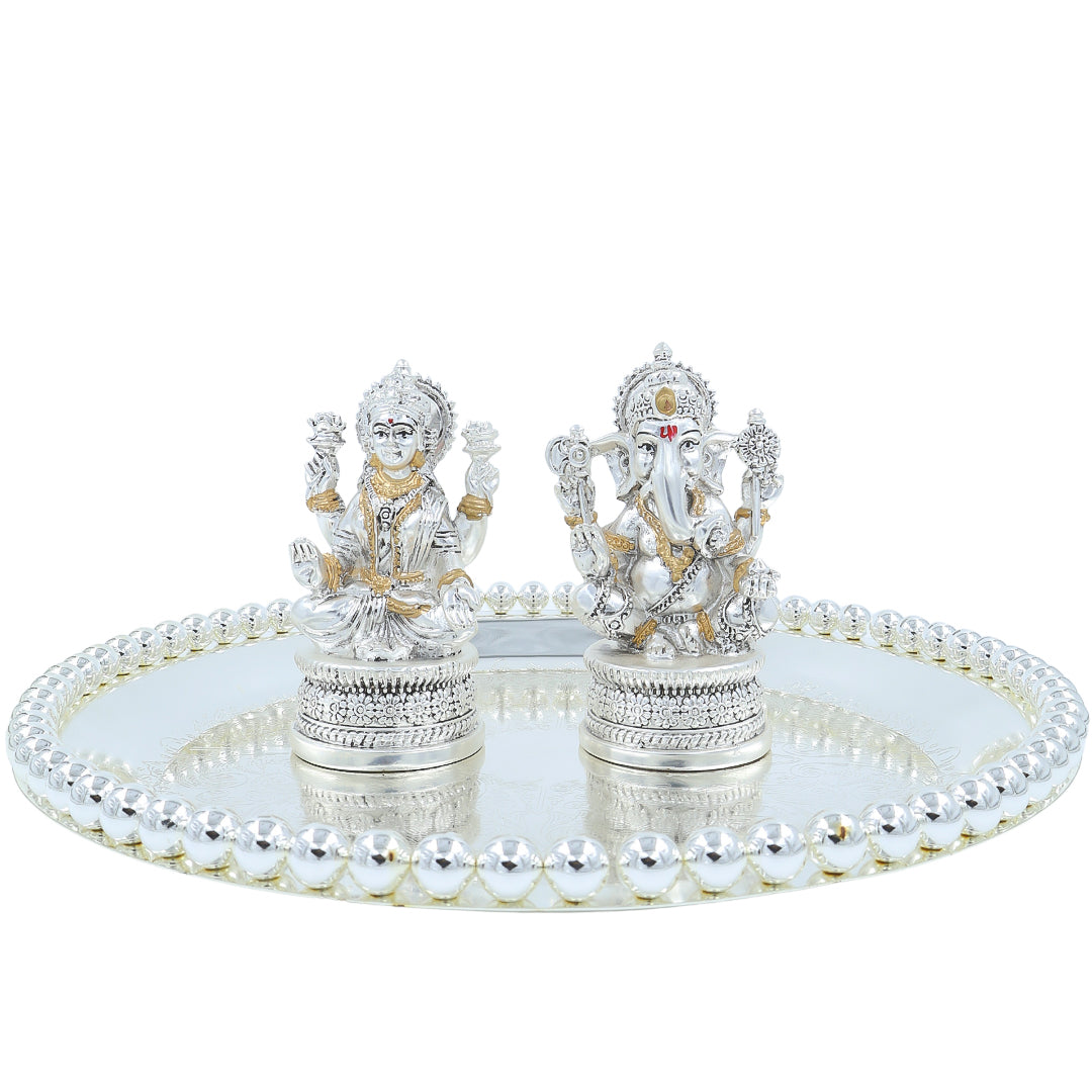 BALL TRAY | ANTIQ ROUND GANESH - LAXMI