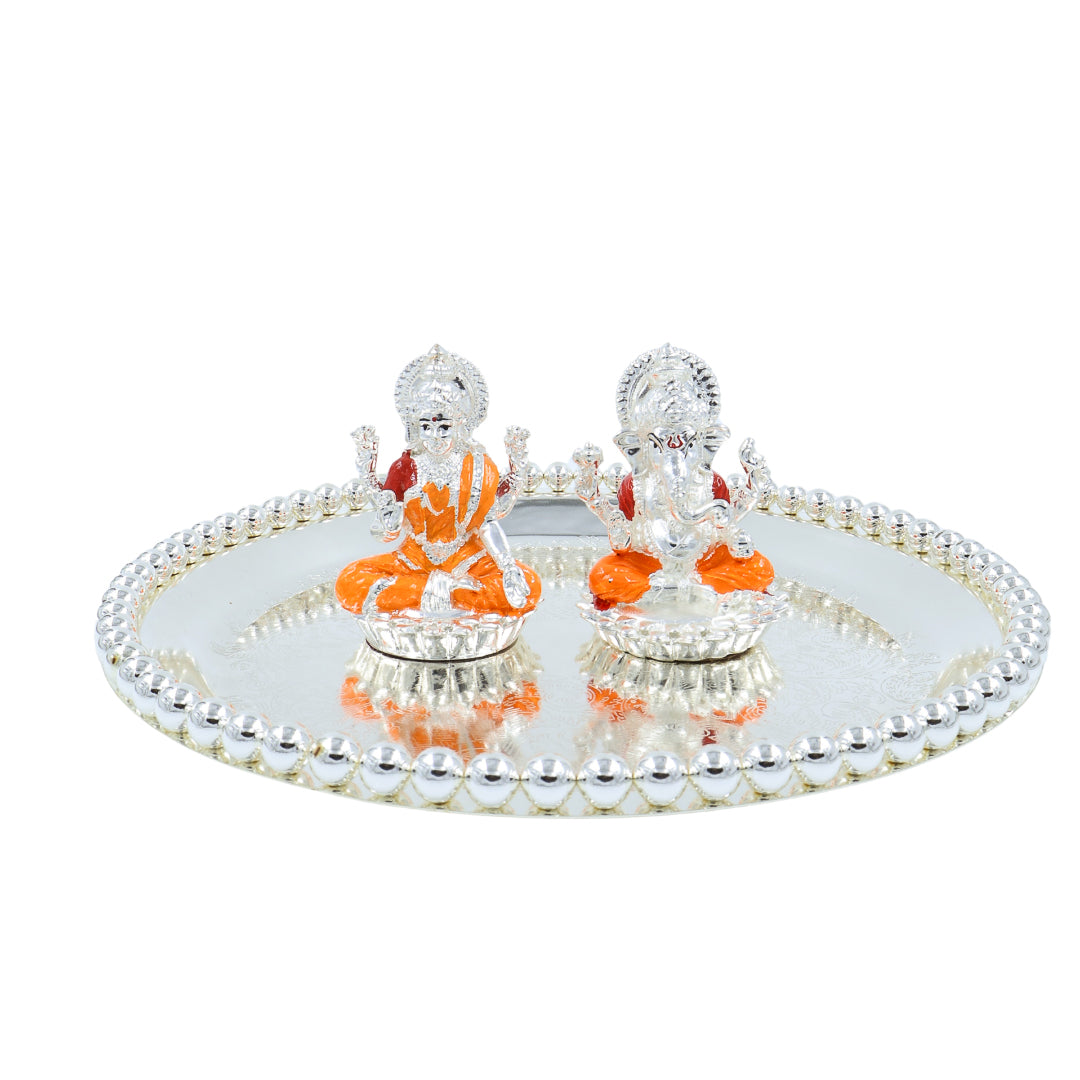 BALL TRAY | SILVER LOTUS GANESHA - LAXMI