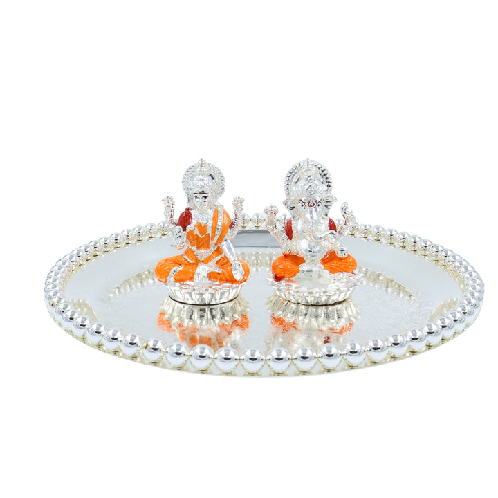 BALL TRAY | SILVER LOTUS GANESHA - LAXMI