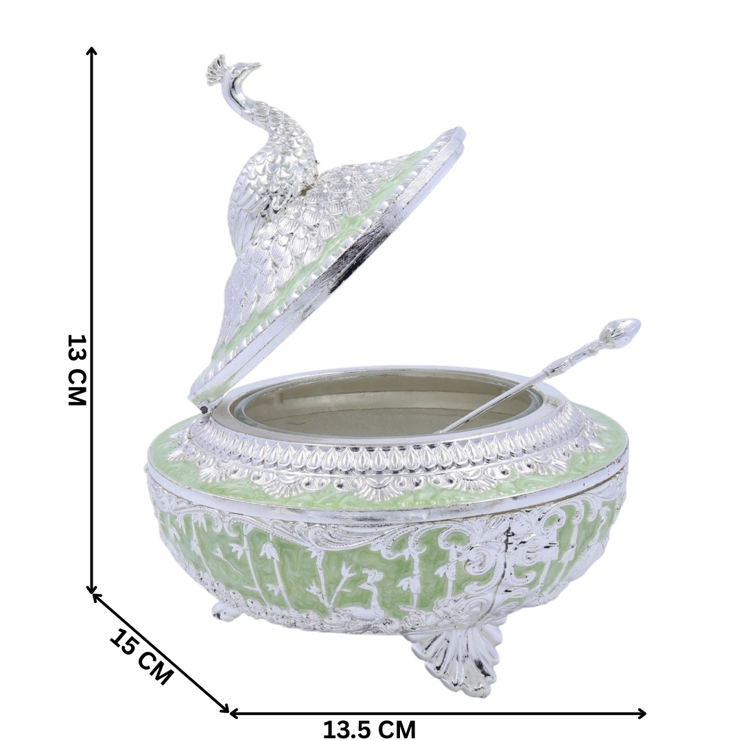 Peacock Sugar Pot Box | Green