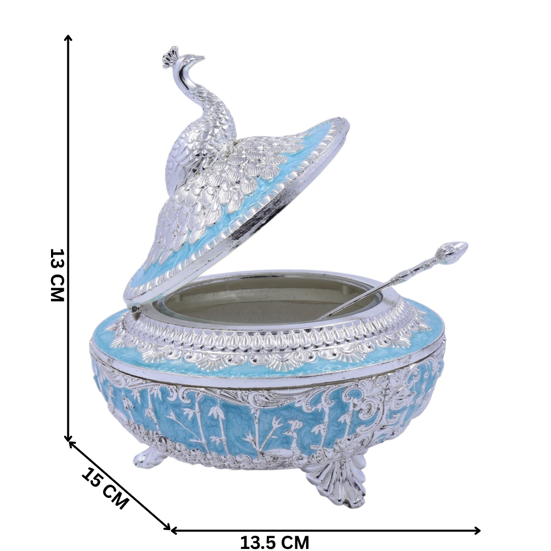 Peacock Sugar Pot Box | Blue