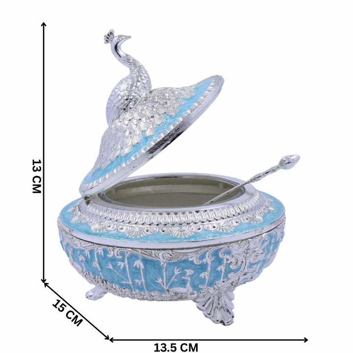 Peacock Sugar Pot Box | Blue