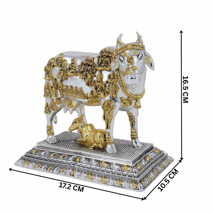 Kamdhenu Cow Idol | Silver & Gold Plated