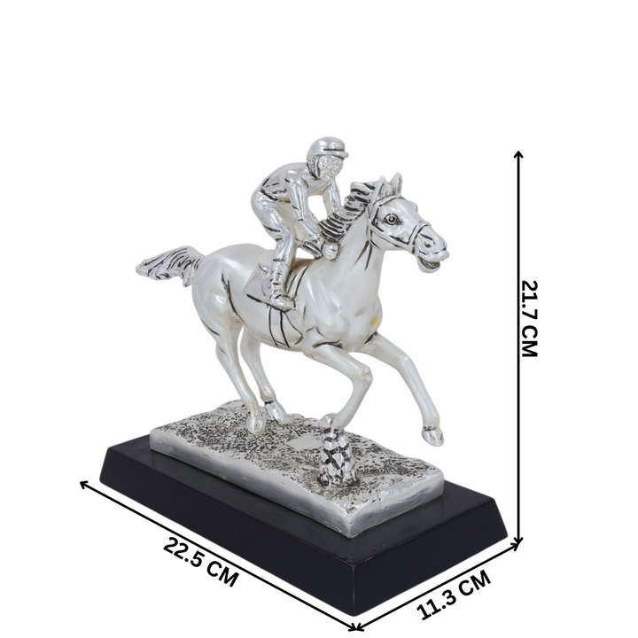 Silver Plated Horse & Jockey Showpiece
