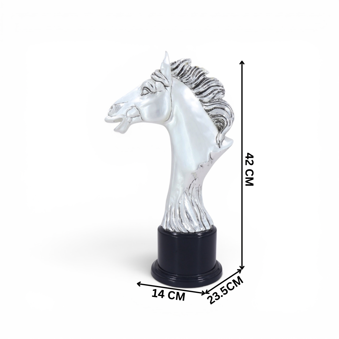 Silver Horse Head Statue