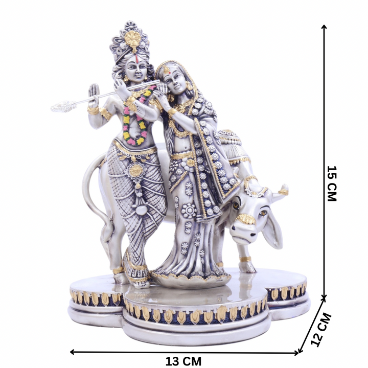 Radha Krishna with Cow Idol