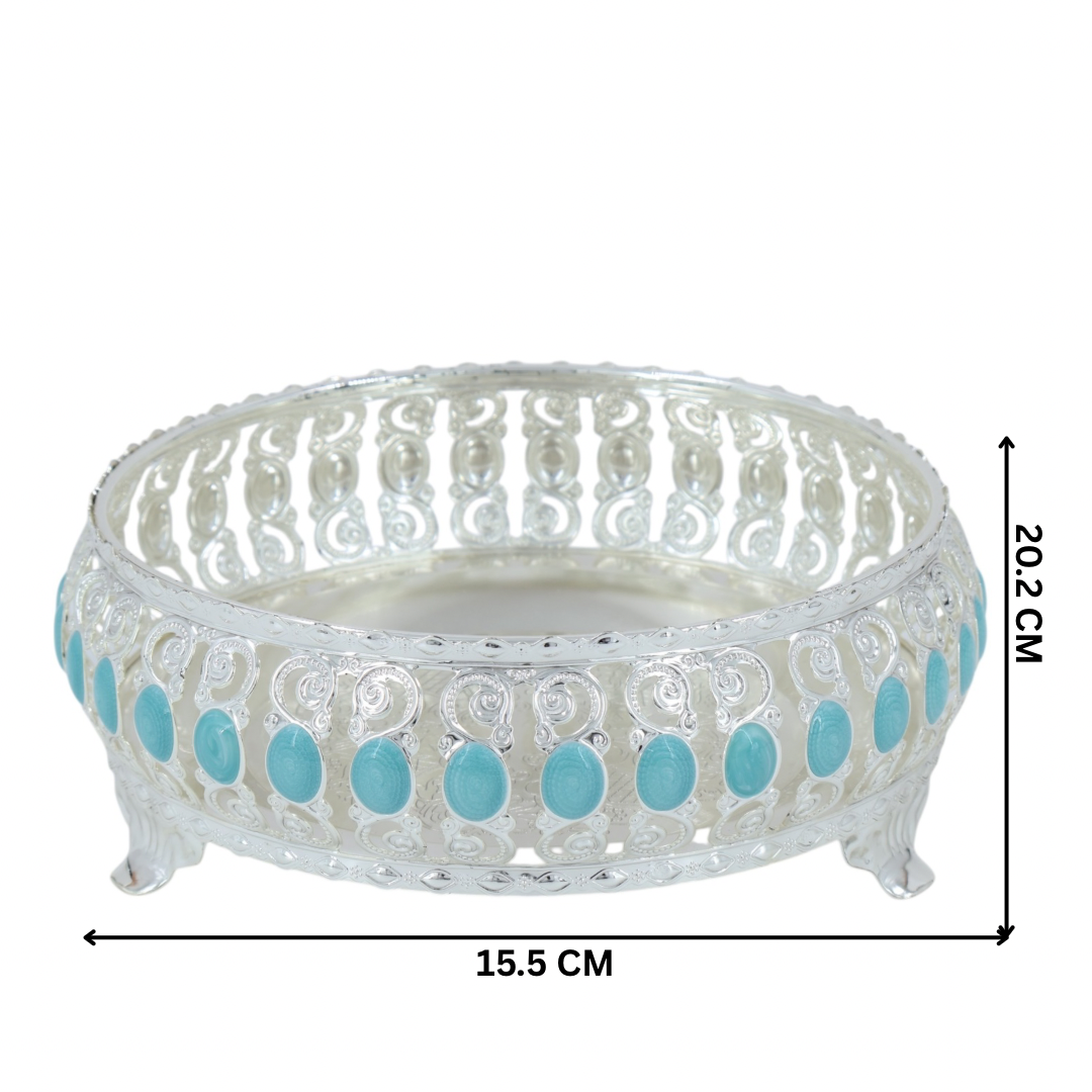 Royal Round Decorative Tray | S Blue