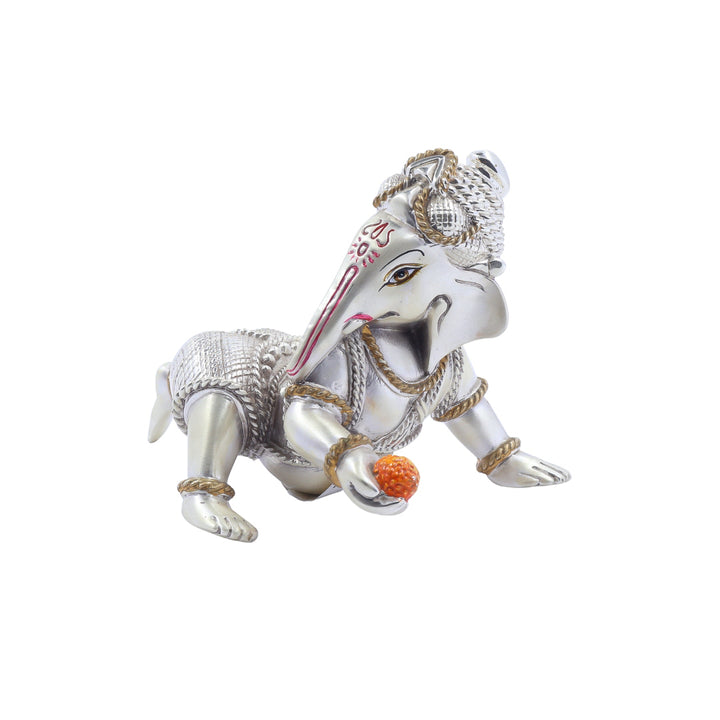 Silver Finish Ganpati with Modak