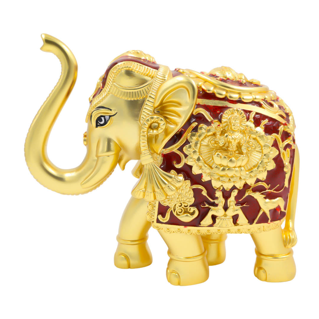 RAIKA'S SHANKH ELEPHANT GOLD MATT MAROON MEENA