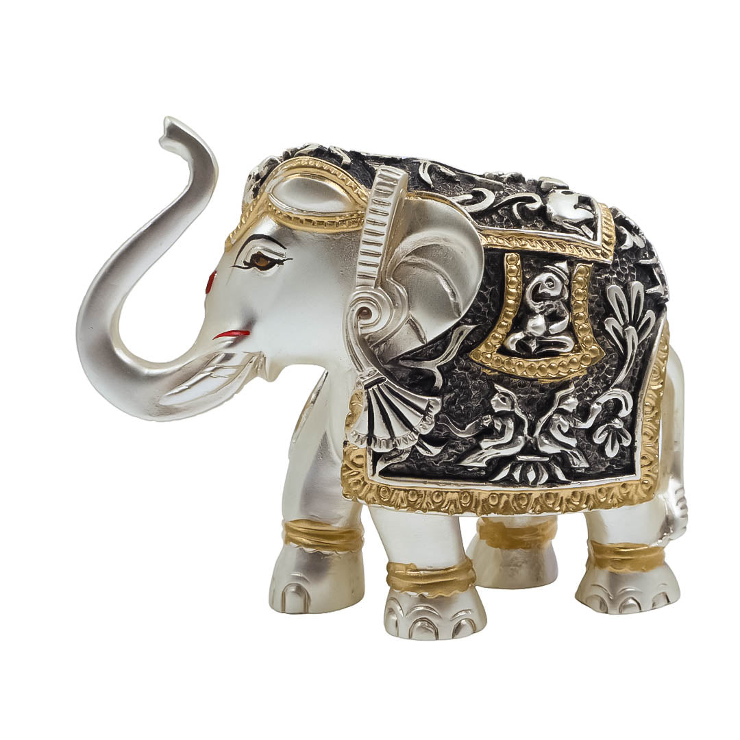 RAIKA'S ELEPHANT SILVER ANTIQ WITH GOLDEN TOUCH UP