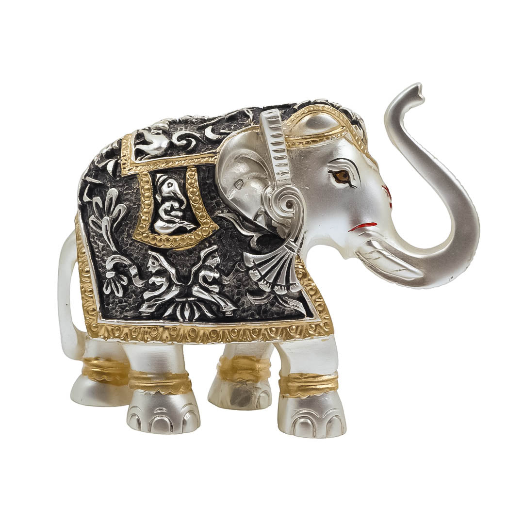 RAIKA'S ELEPHANT SILVER ANTIQ WITH GOLDEN TOUCH UP