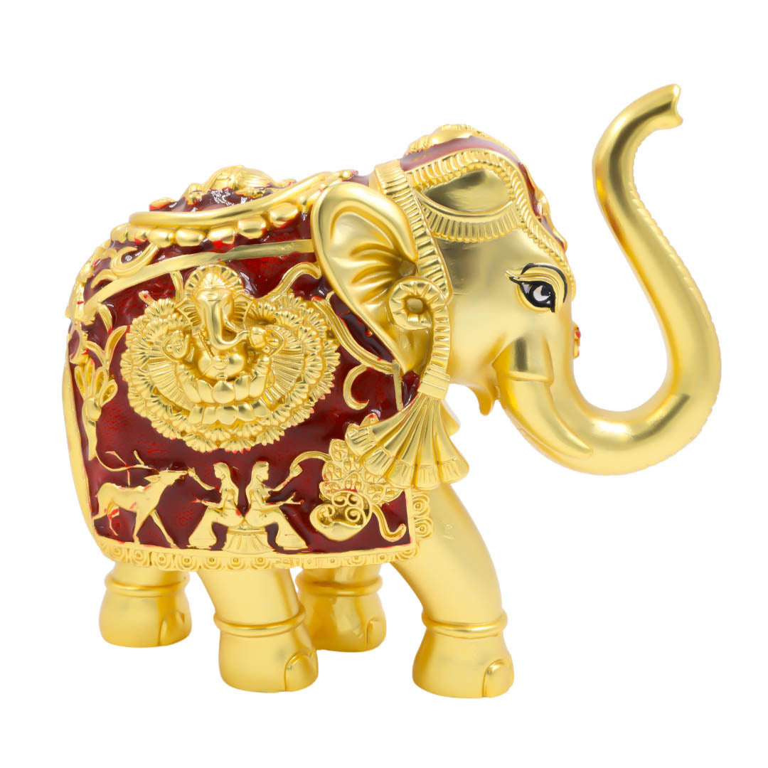RAIKA'S SHANKH ELEPHANT GOLD MATT MAROON MEENA