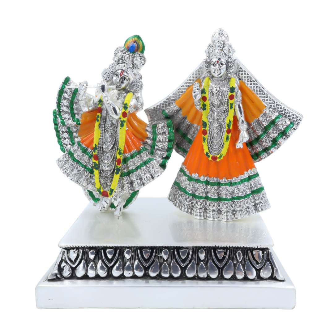 RAIKA'S ISKON RADHE KRISHNA WITH ARCH SILVER ANTIQ
