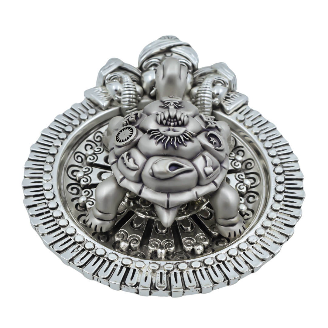 Ganesha Plate Silver Antiq & Vastu Tortoise Antiq Emery