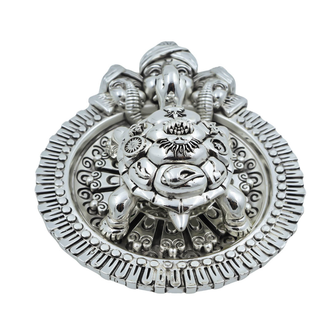 Ganesha Plate Silver Antiq & Vastu Tortoise Silver Antiq