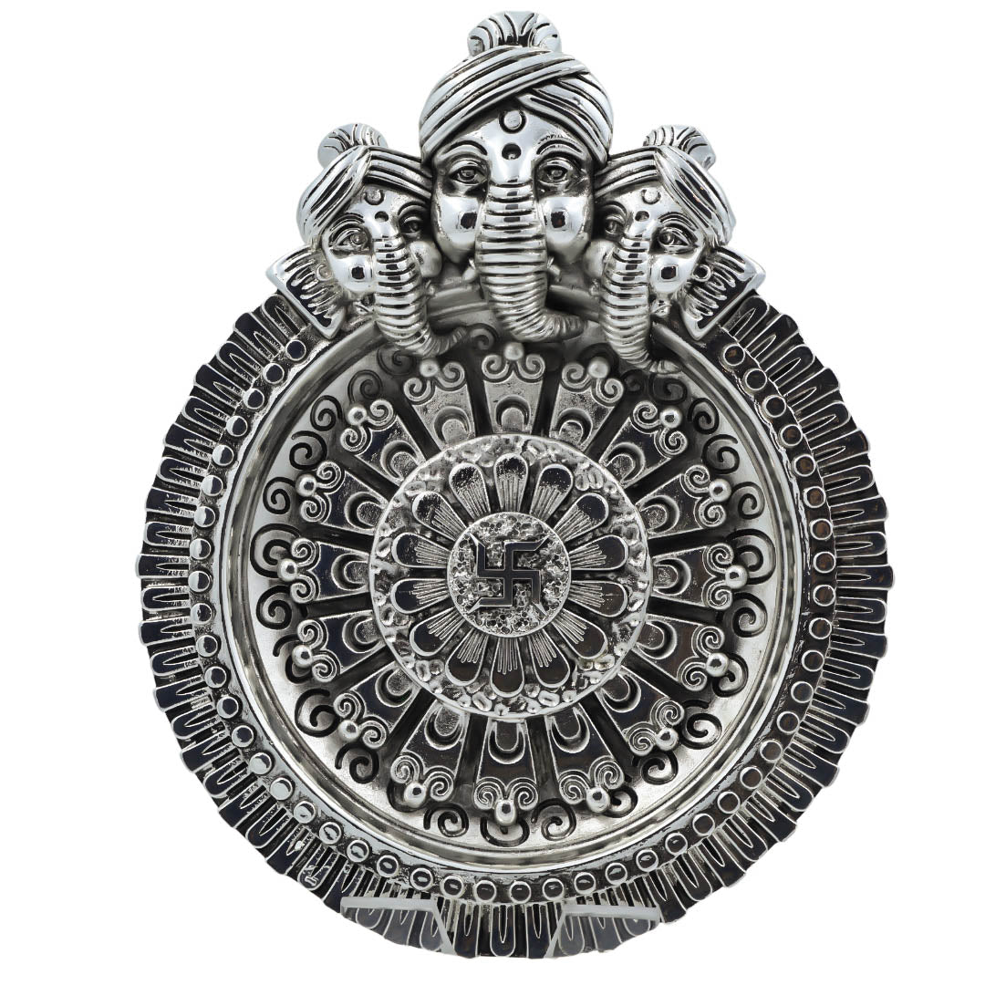Raika's Ganesha Plate Silver Antiq