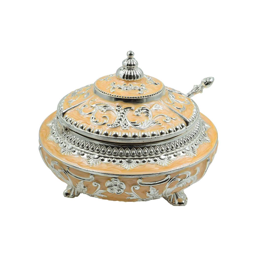 RAIKA'S SUGAR POT WITH PEACH COLOUR
