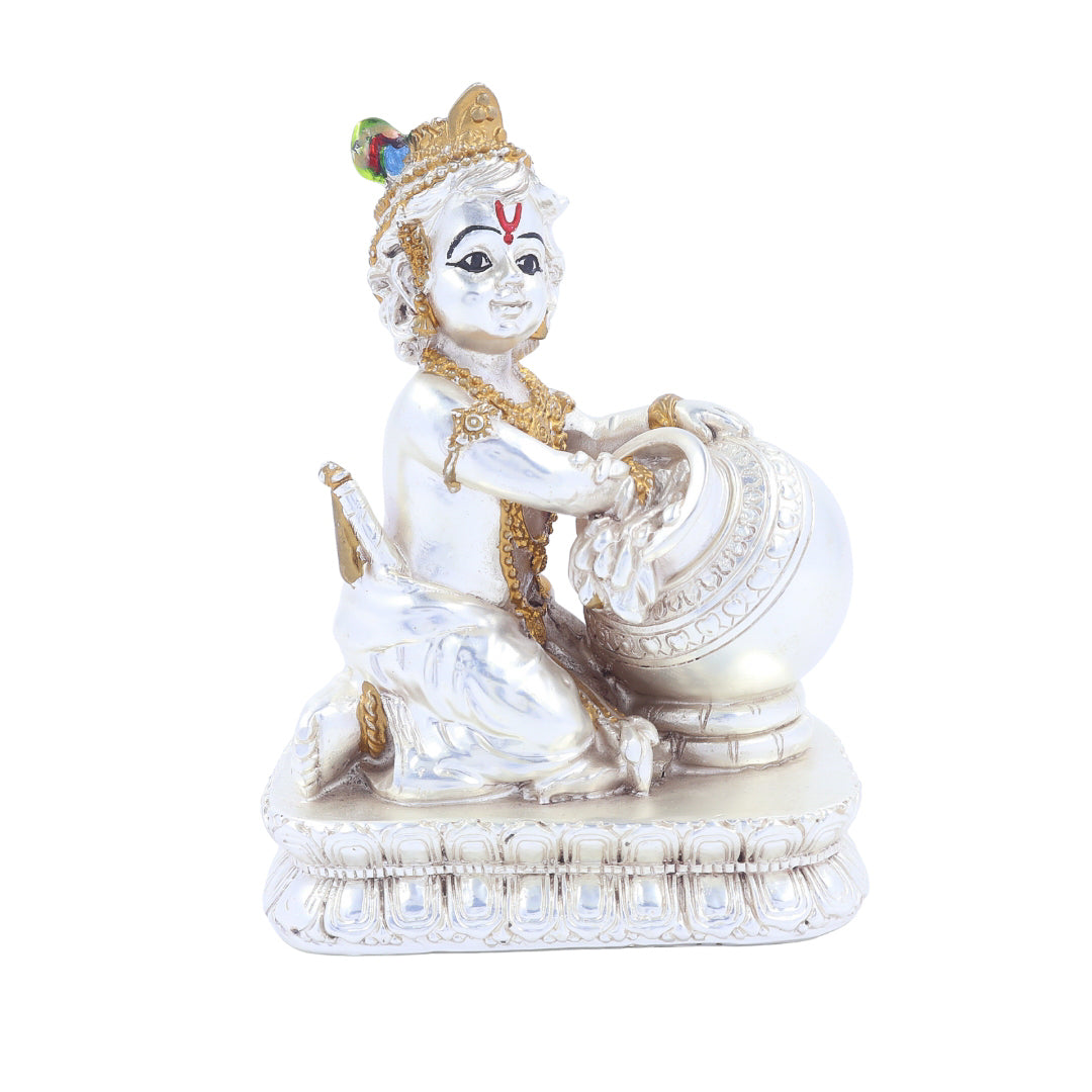 Baby Krishna Statue in Silver Finish