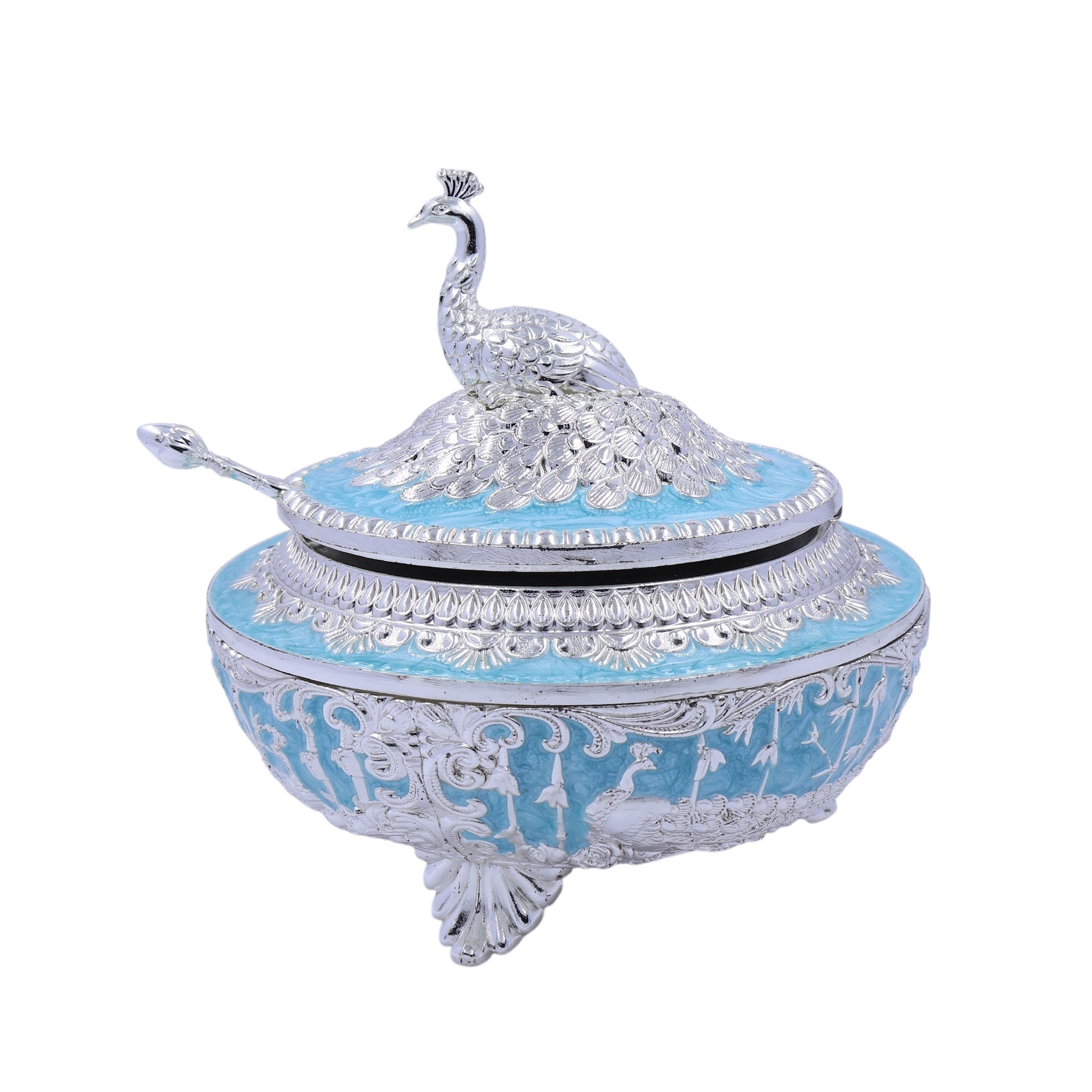 Peacock Sugar Pot Box | Blue