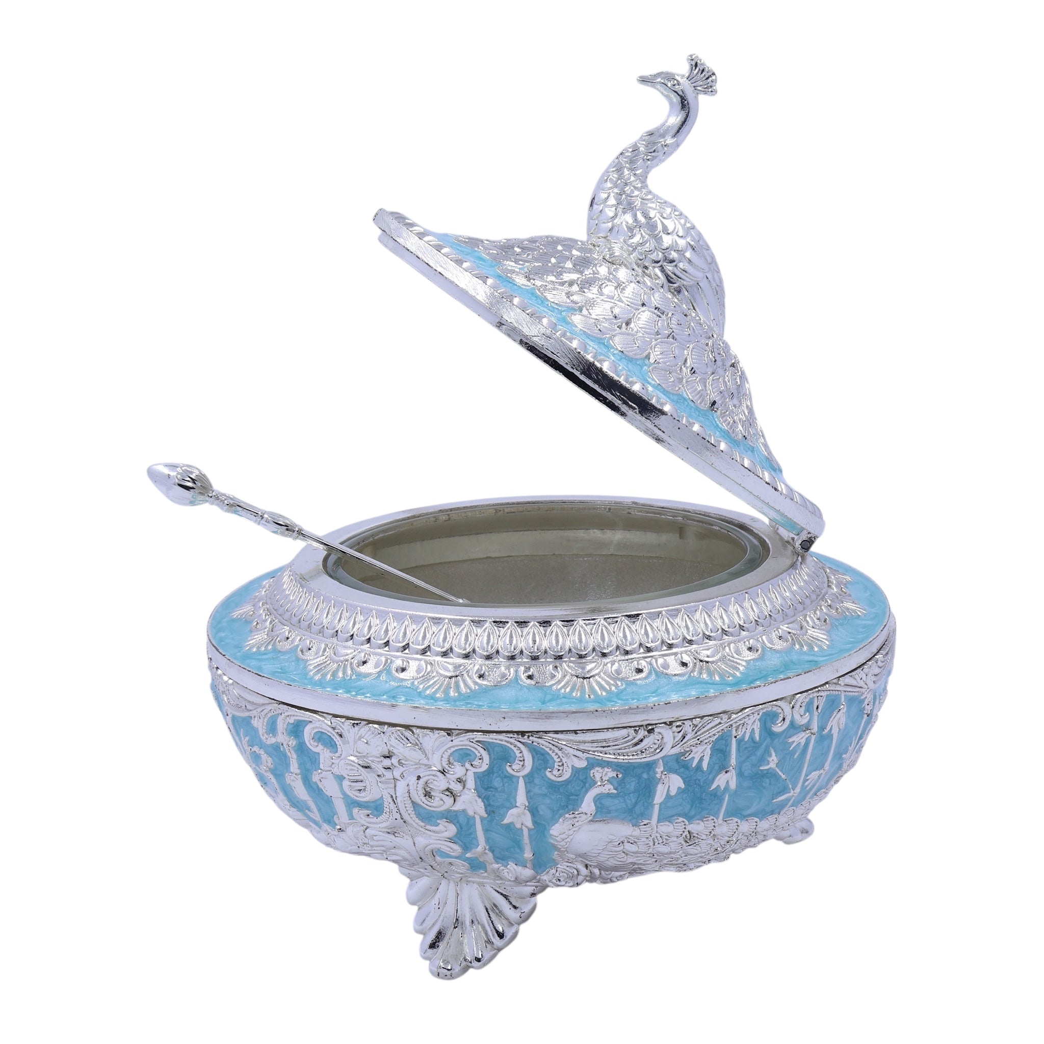 Peacock Sugar Pot Box | Blue