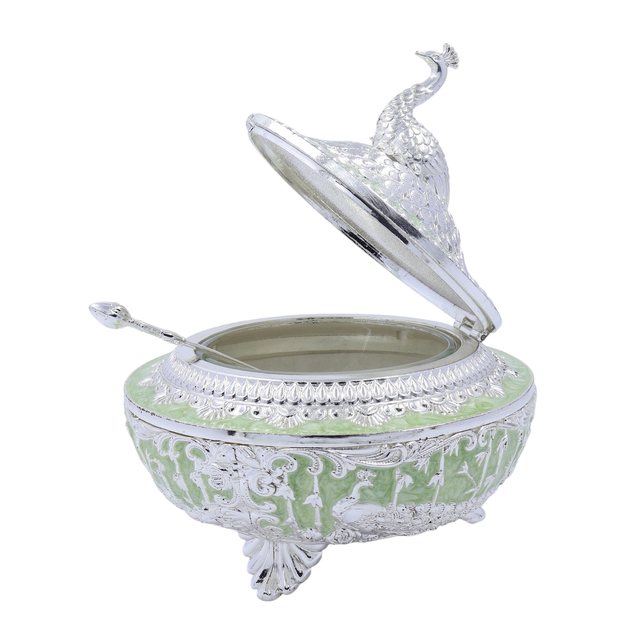 Peacock Sugar Pot Box | Green