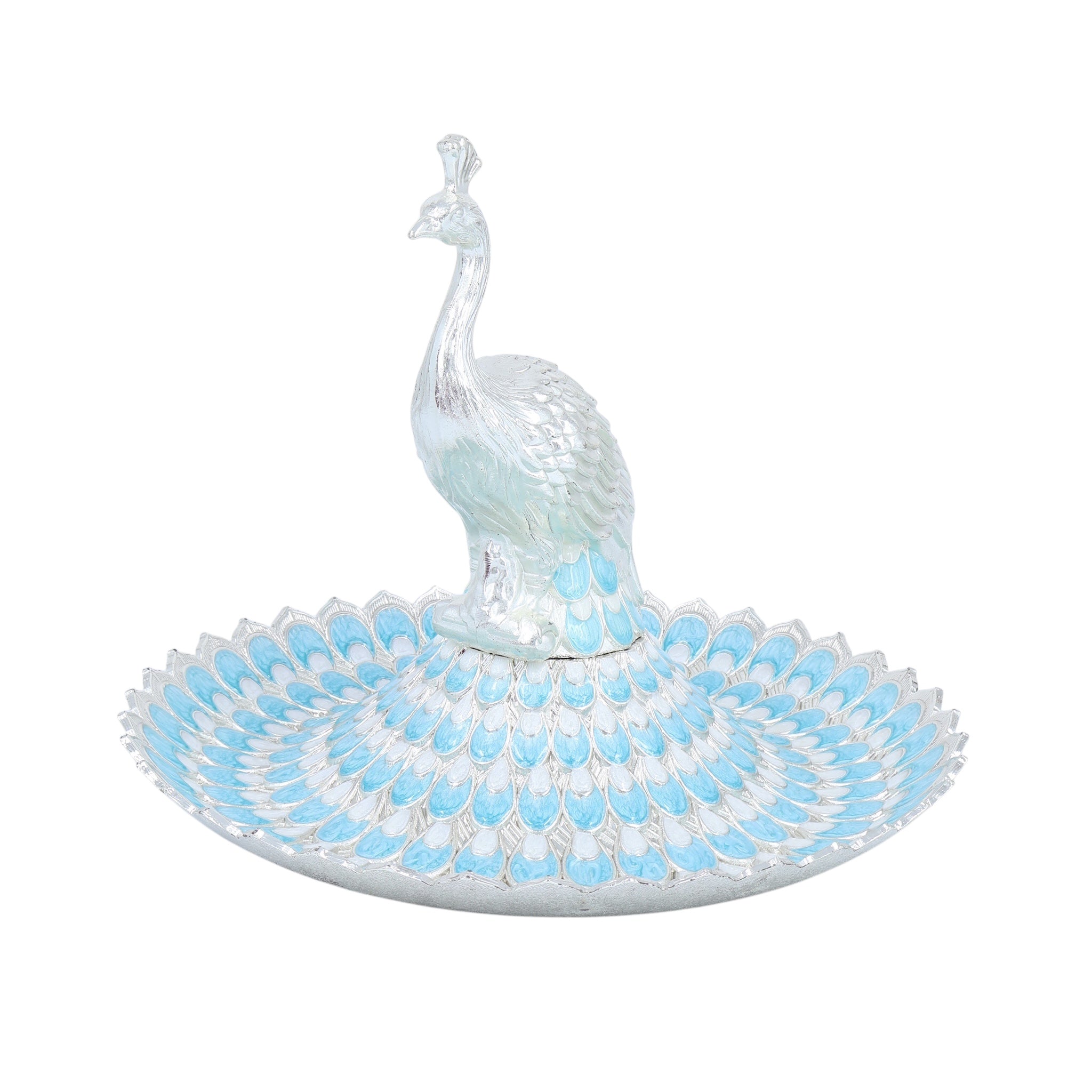 PEACOCK FEATHER TRAY | L BLUE