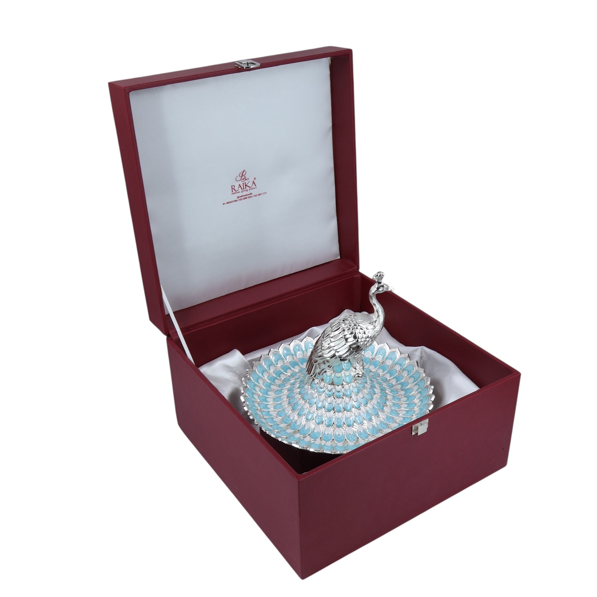 PEACOCK FEATHER TRAY | L BLUE