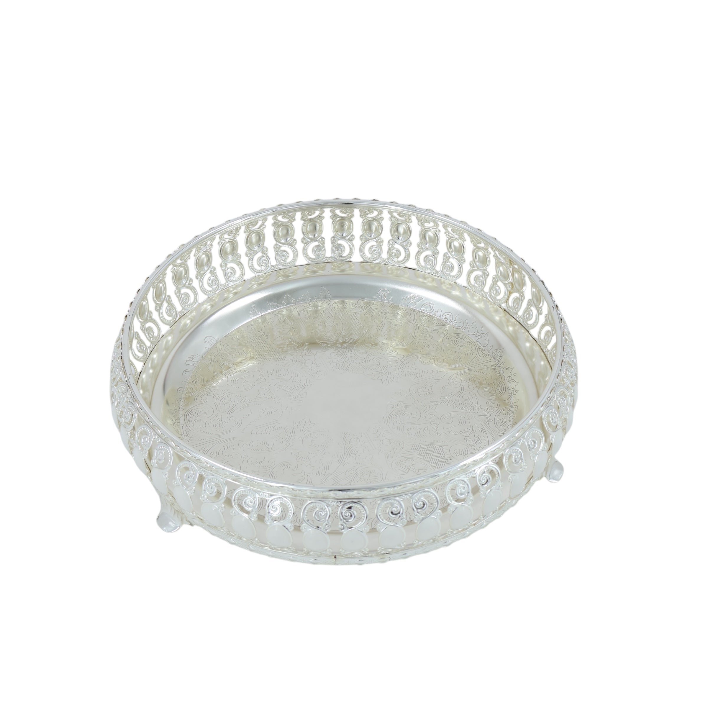 Royal Round Decorative Tray | M White