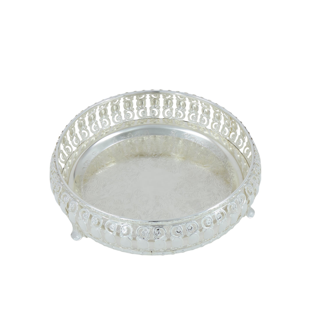 Royal Round Decorative Tray | M White