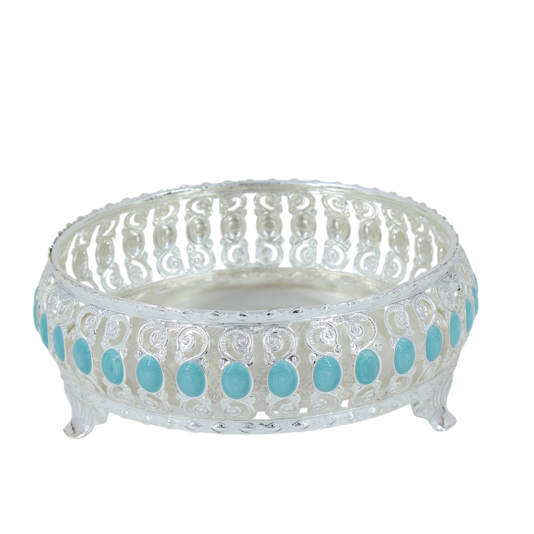 Royal Round Decorative Tray | S Blue