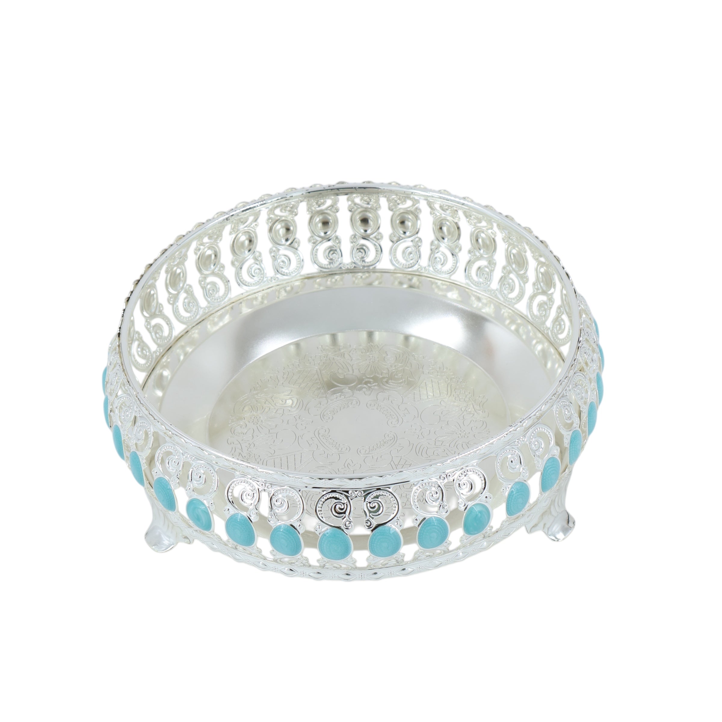Royal Round Decorative Tray | S Blue