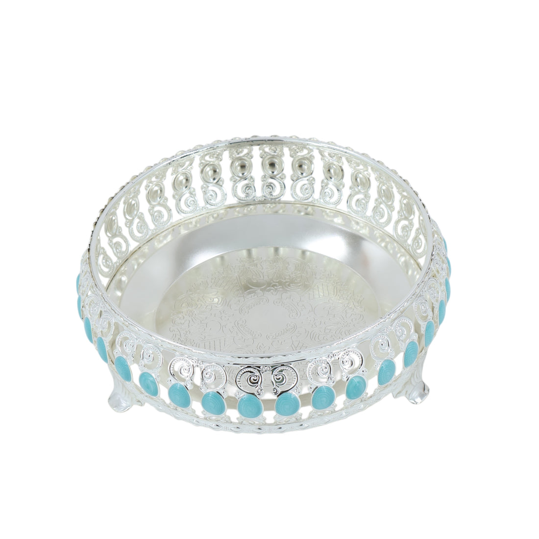 Royal Round Decorative Tray | S Blue
