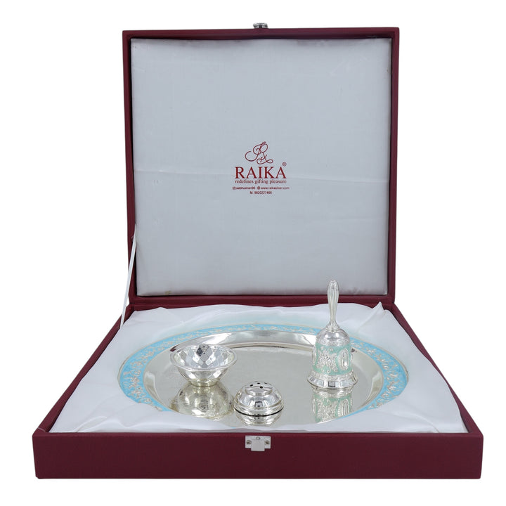 POOJA THALI SET | L MINA WORK BLUE