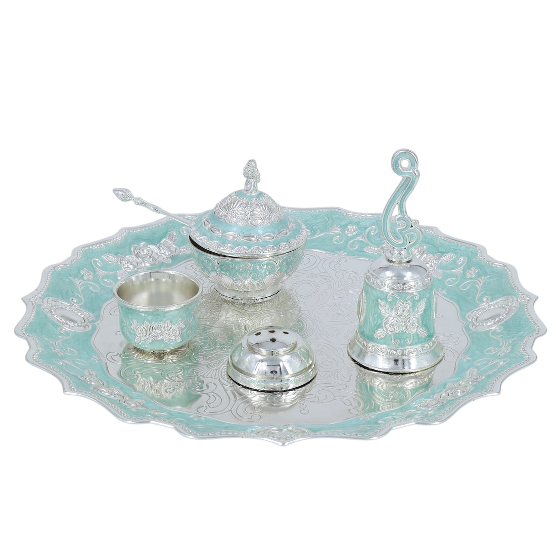 POOJA THALI SET | L MINA WORK BLUE PREMIUM