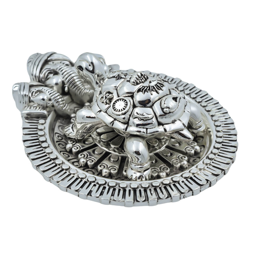 Ganesha Plate Silver Antiq & Vastu Tortoise Silver Antiq