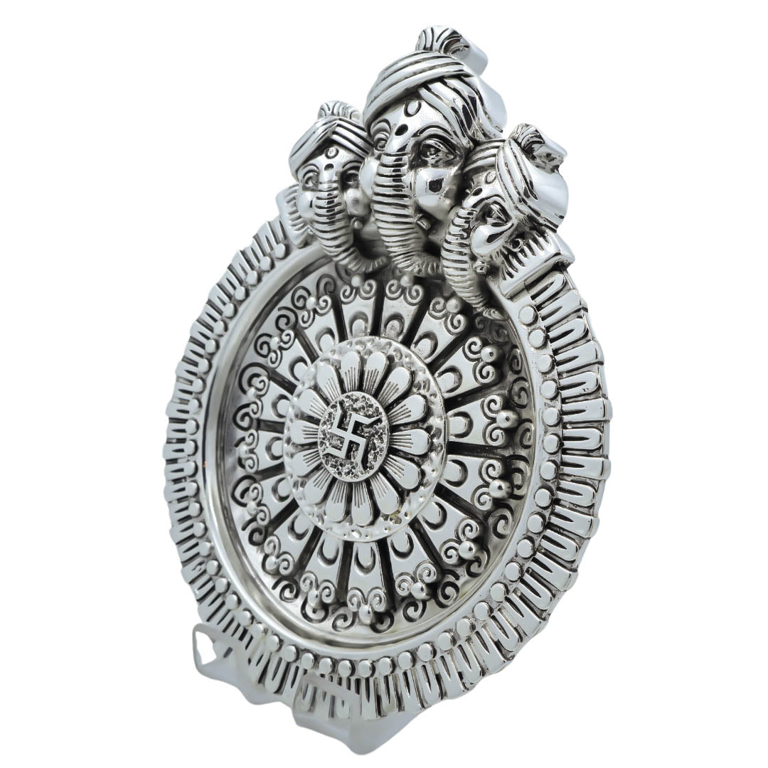 Raika's Ganesha Plate Silver Antiq