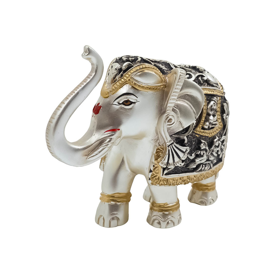 RAIKA'S ELEPHANT SILVER ANTIQ WITH GOLDEN TOUCH UP