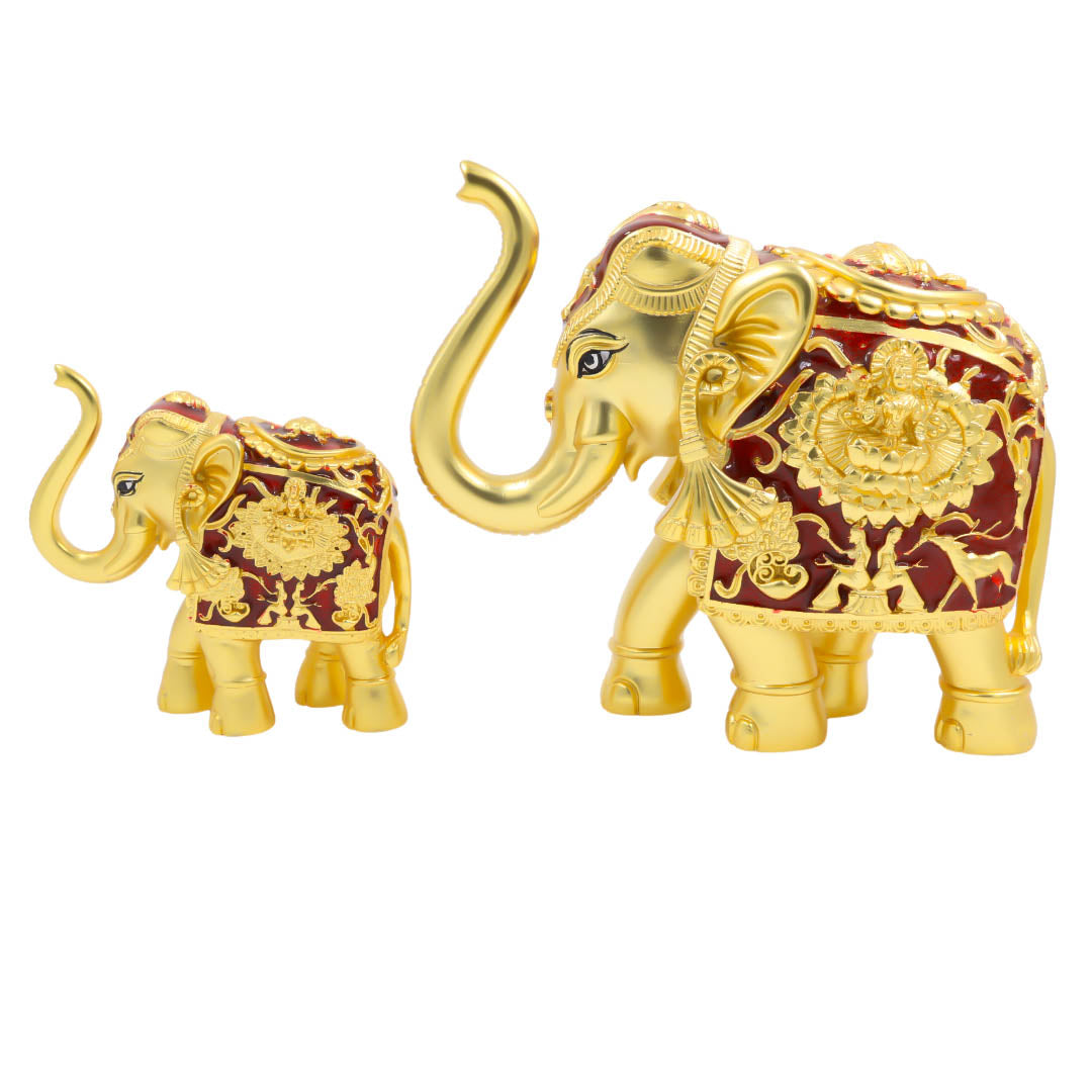 RAIKA'S SHANKH ELEPHANT GOLD MATT MAROON MEENA