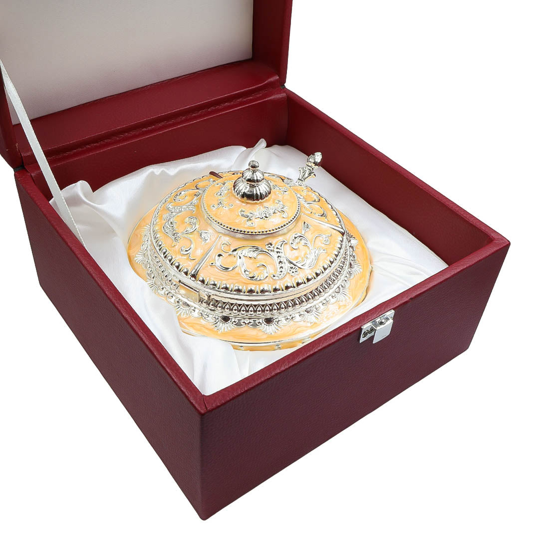 RAIKA'S SUGAR POT WITH PEACH COLOUR